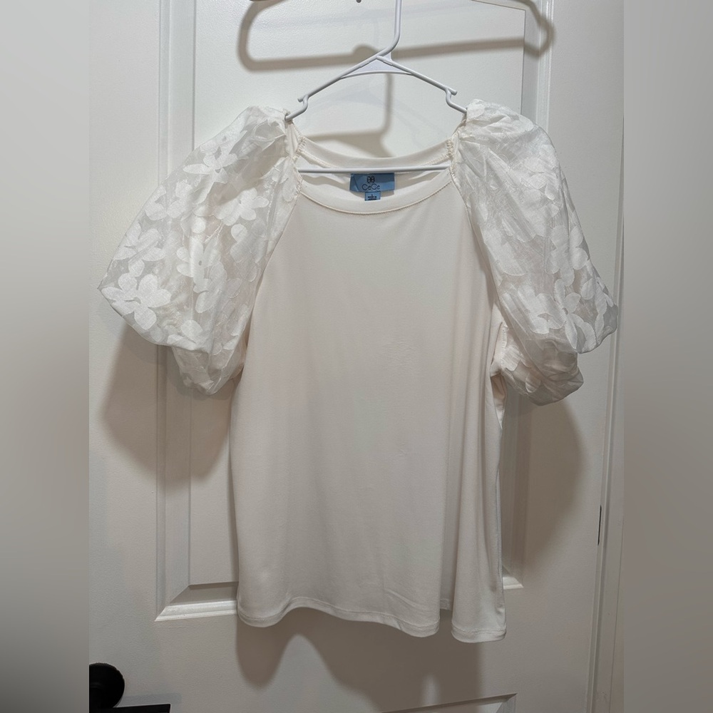 CeCe Cream Puff Sleeve Blouse
